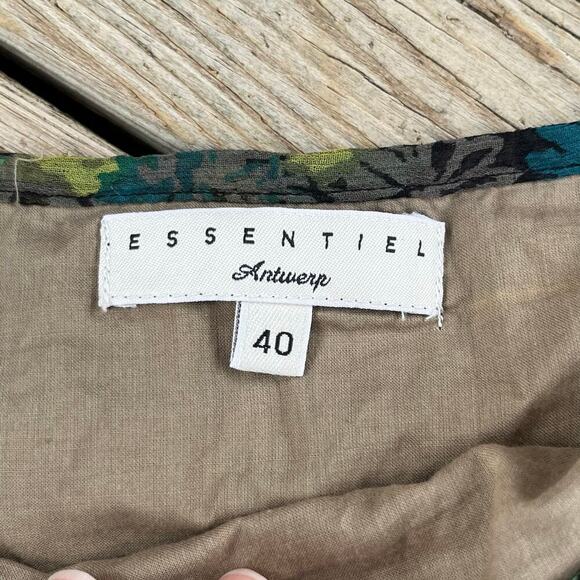 Essentiel Antwerp 100% Silk Green Floral Mini Skirt Tulle Lined Size 40 (U.S.10) - Picture 8 of 10